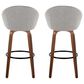 LumiSource Matisse 30" Swivel Barstool with Grey Fabric Upholstery in Walnut and Black (Set of 2), , large