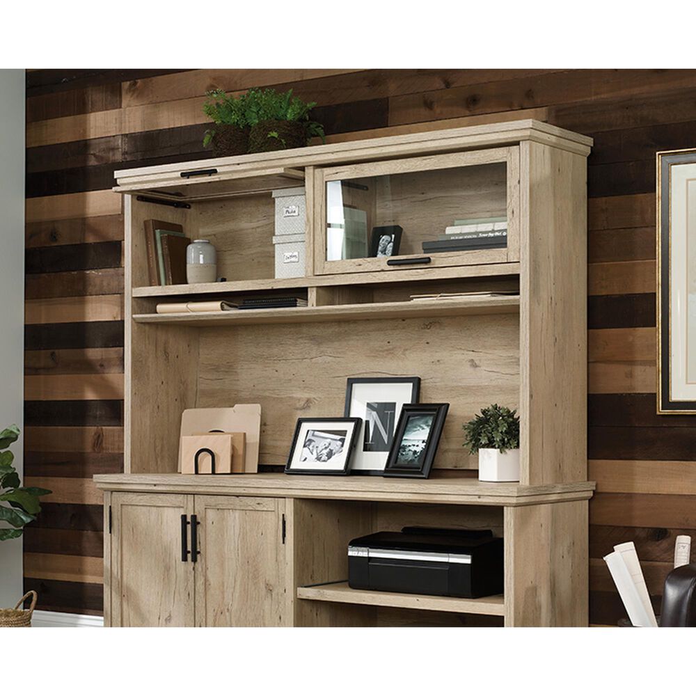 Sauder Aspen Post Credenza Desk with Hutch in Prime Oak, , large