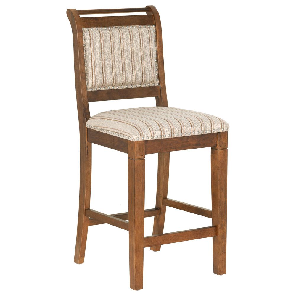 Linon Home Decor Emmy 26" Counter Stool with Tan Cushion in Cherry, , large