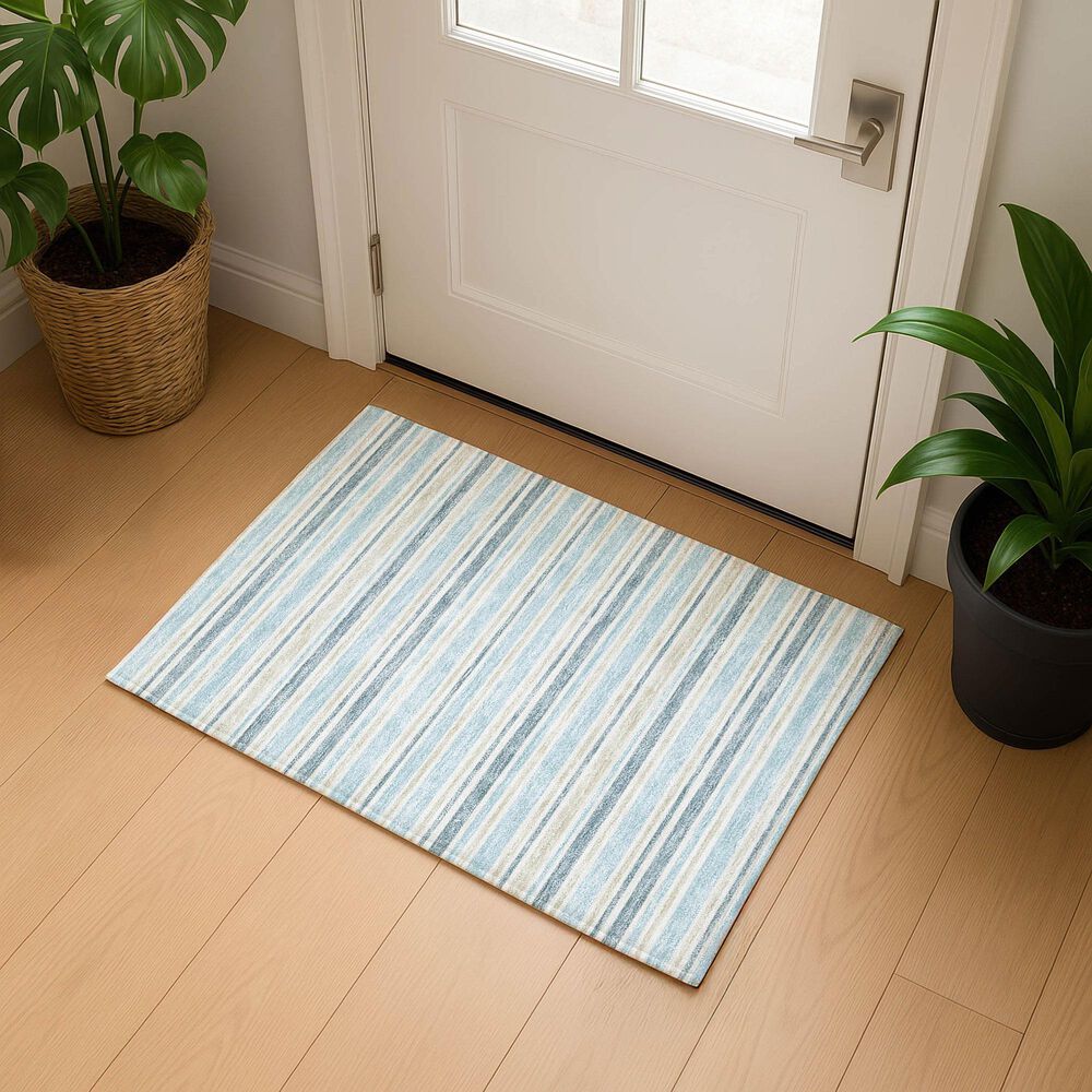 Dalyn Rug Company Soft Essentials Striped Sky 2'6" x 3'10" Indoor/Outdoor Area Rug, , large