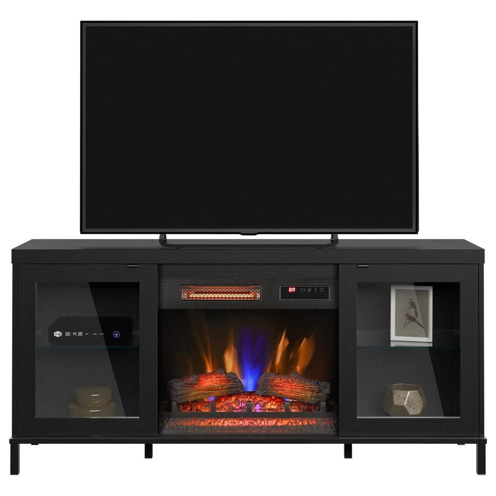 Classic Flame 56" TV Stand with Electric Fireplace in Black, , large