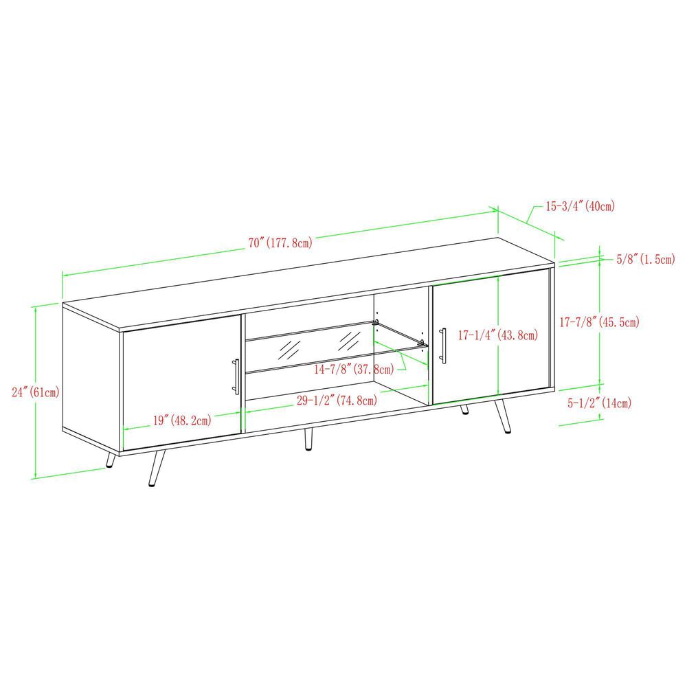 Walker Edison Nora 70&quot; TV Stand in Birch, , large