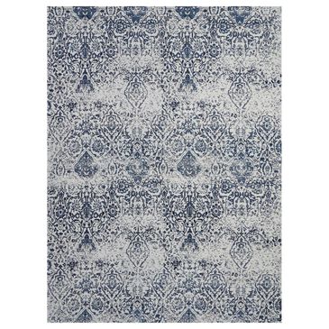 Nourison Damask 9" x 12" Ivory and Navy Area Rug, , large