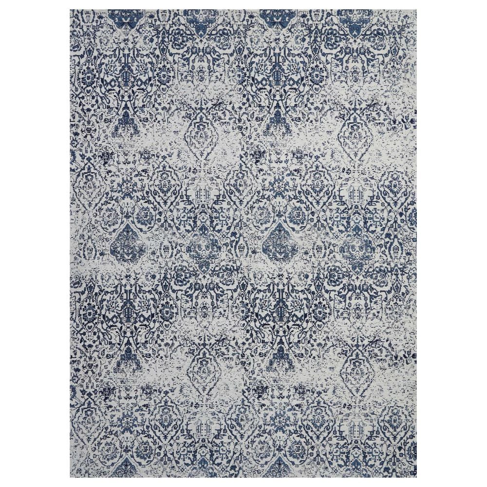 Nourison Damask 9" x 12" Ivory and Navy Area Rug, , large