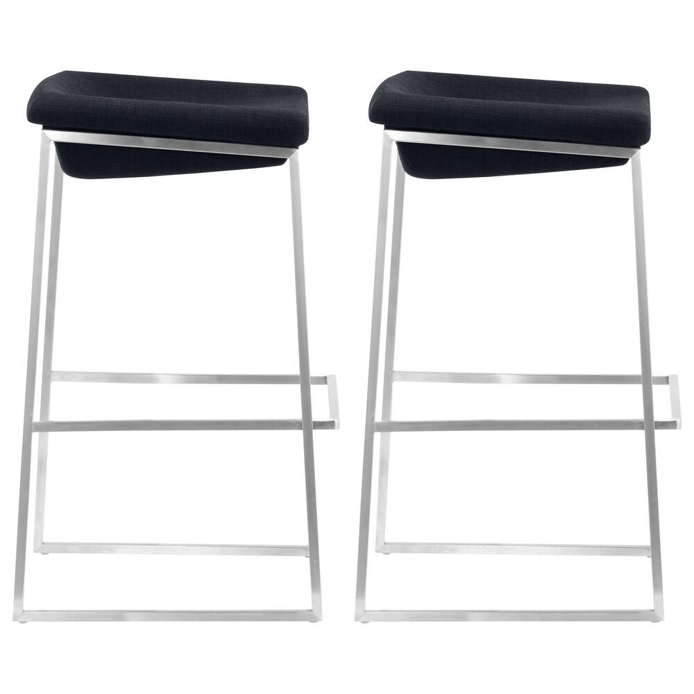 Zuo Modern Lids Barstool in Dark Gray and Silver &#40;Set of 2&#41;, , large