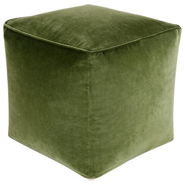 Surya Cotton Pouf in Sage Velvet, , large