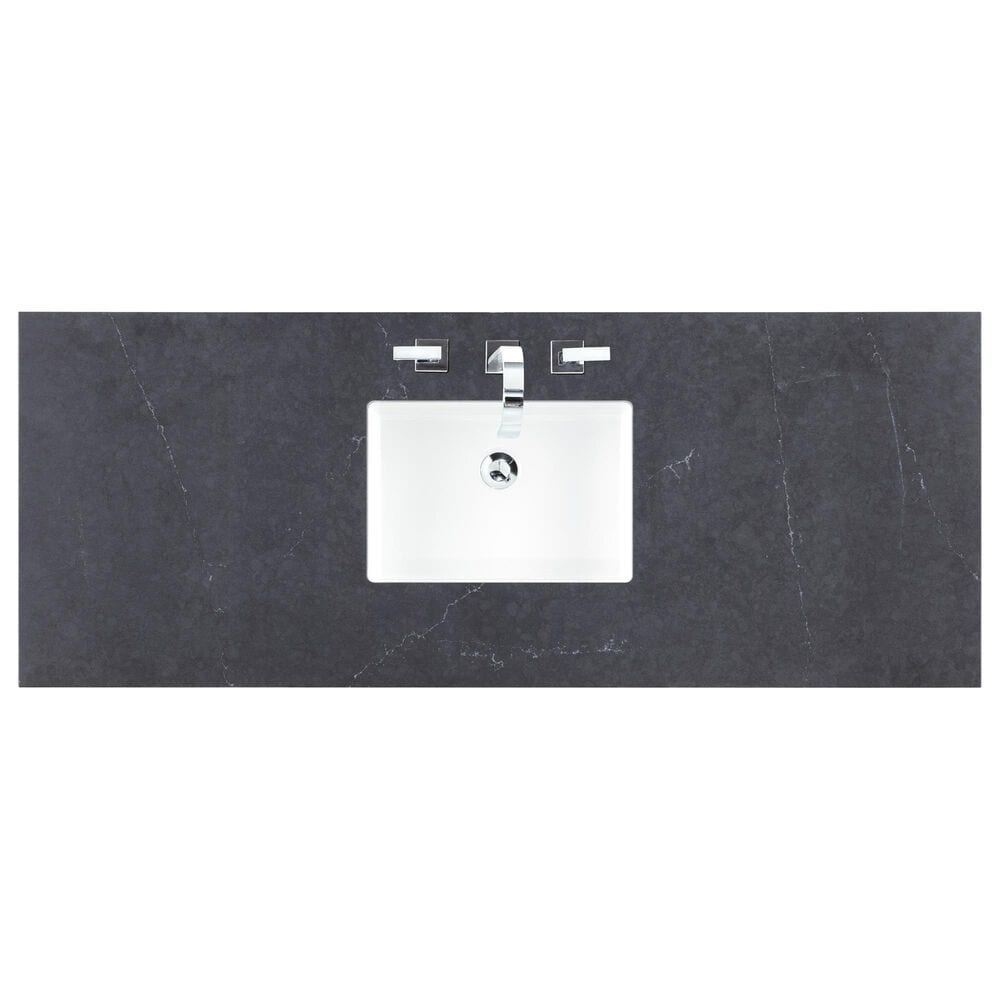 James Martin Vanities Breckenridge 60&quot; Single Bathroom Vanity in Light Natural Oak with 3 cm Charcoal Soapstone Quartz Top and Rectangular Sink, , large
