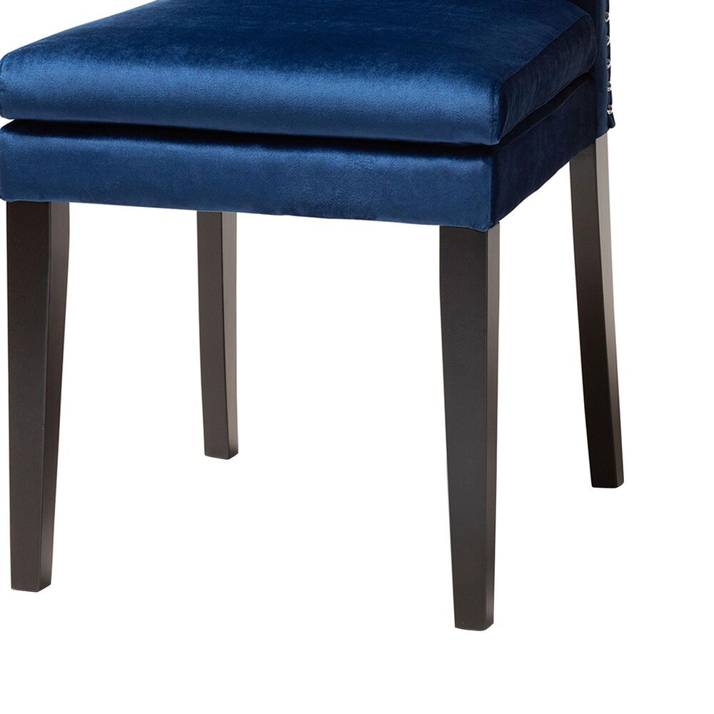 Baxton Studio Dylin Side Chair with Royal Blue Cushion in Espresso Brown (Set of 2), , large