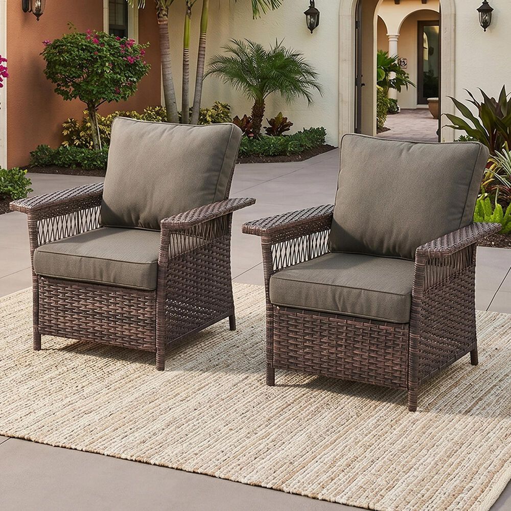 Sunwell Garden Patio Sationary Chair in Gray (Set of 2), , large