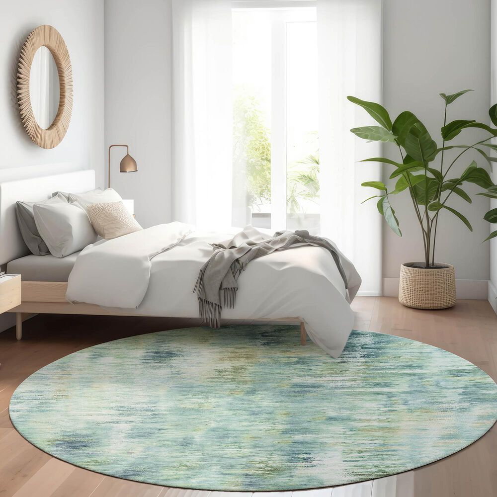 Dalyn Rug Company Kochi KC1 Teal 8&#39; Round Area Rug, , large
