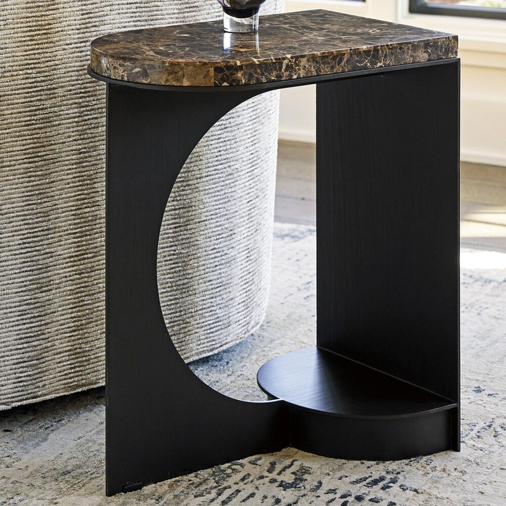 Lexington Furniture Zanzibar Novella Side Table in Dark Emperador and Dark Umber, , large