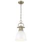 Golden Lighting Duncan 1-Light Small Pendant with Chain and Matte White Shade in Aged Brass, , large