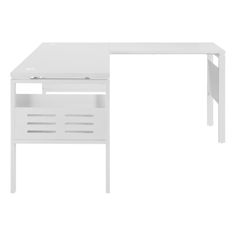 OSP Home Prado 60&quot; L-Desk with Storage in White, , large