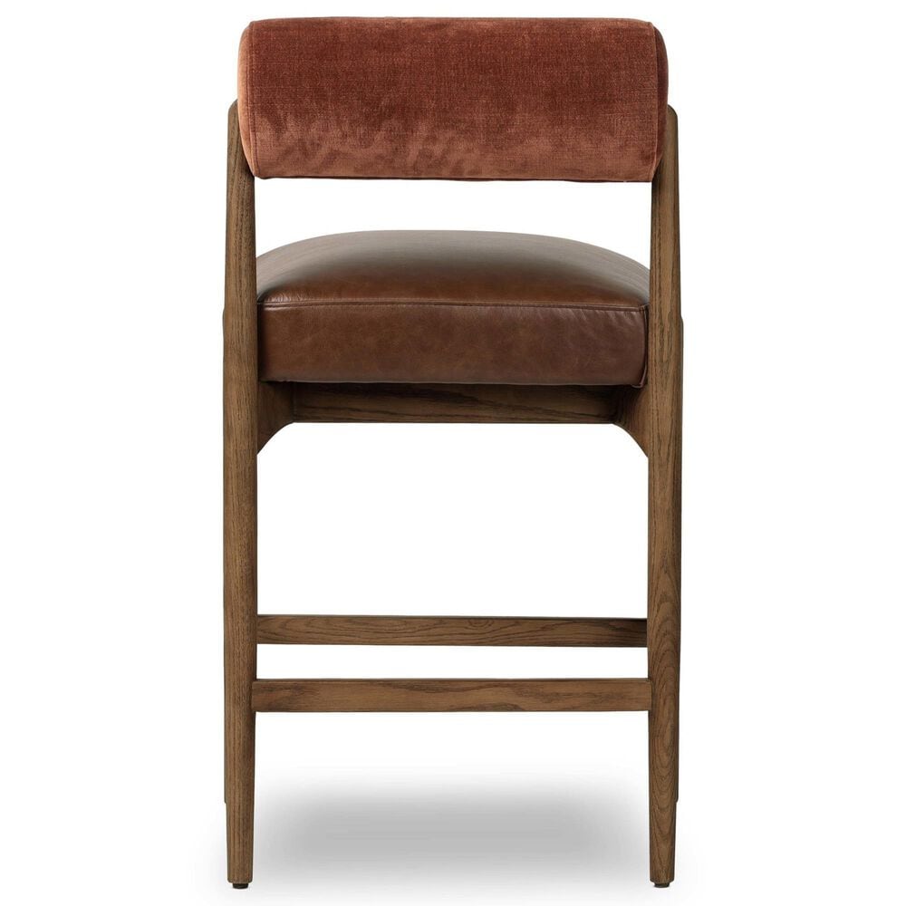 Four Hands Jazelle Counter Stool with Altair Sienna Upholstery in Tan Oak, , large