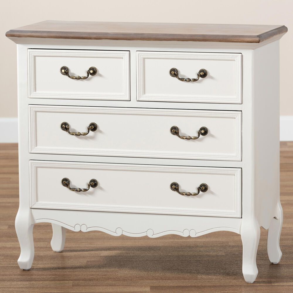 Baxton Studio Amalie 4-Drawer Accent Storage Cabinet in White and Oak, , large