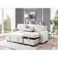 HOMLUX 86.5"W Sleeper Sectional Sofa with Storage Chaise, Cup Holders and USB Ports, in Beige, , large