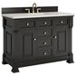 James Martin Vanities Brookfield 48" Single Bathroom Vanity in Black Onyx with 3 cm Lime Delight Quartz Top and Rectangular Sink, , large