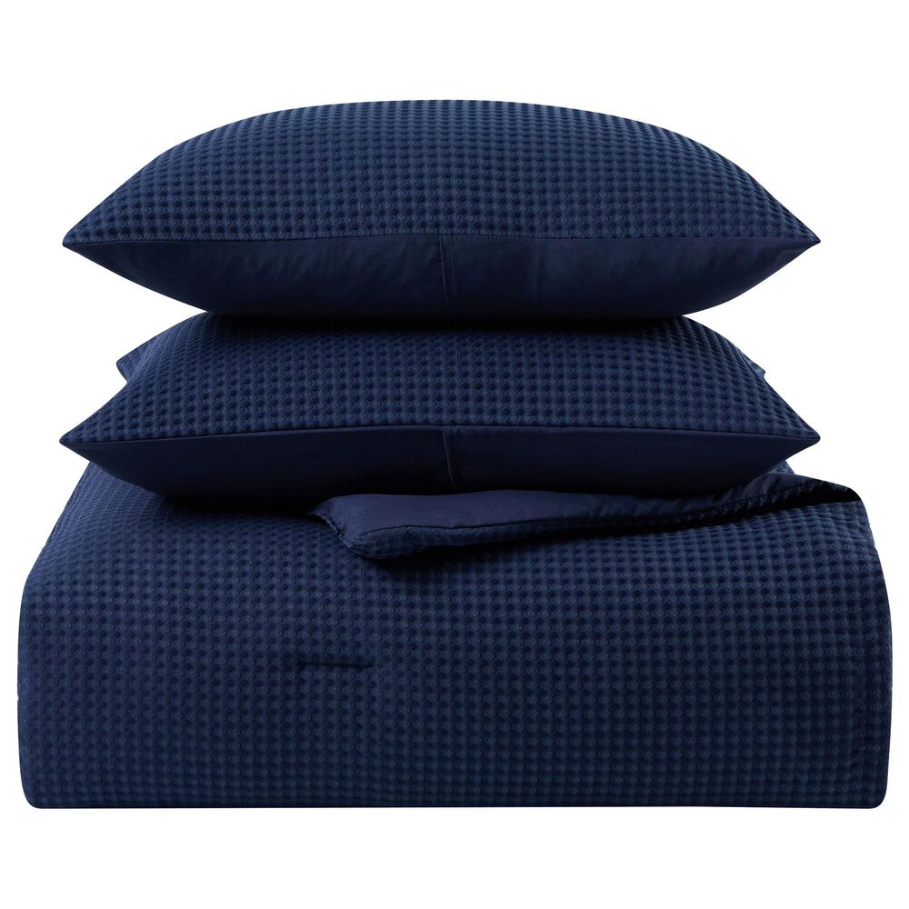 Trade Linker 3-Piece King Waffle Down Alternative Comforter Set in Navy, , large