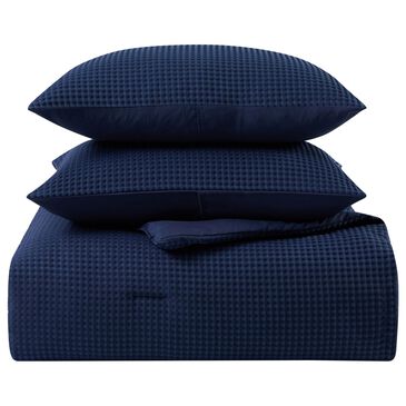 Trade Linker 3-Piece King Waffle Down Alternative Comforter Set in Navy, , large