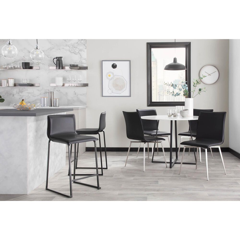 Lumisource Mason Swivel Side Chair with Black Upholstered in Brushed Stainless Steel (Set of 2), , large