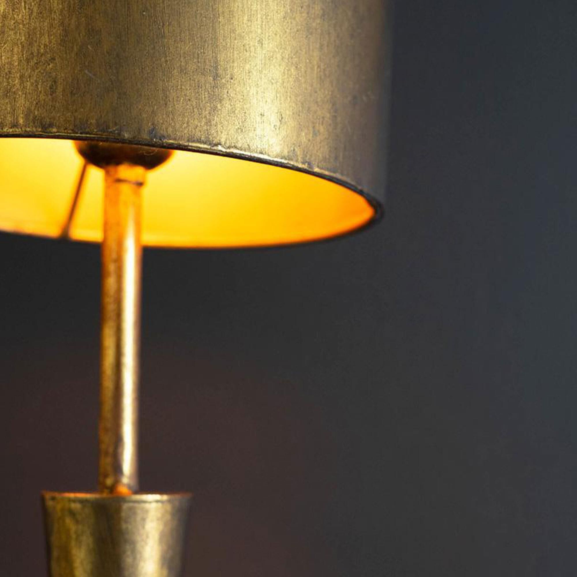 Kalalou Table Lamp with Metal Barrel Shade in Antique Gold
