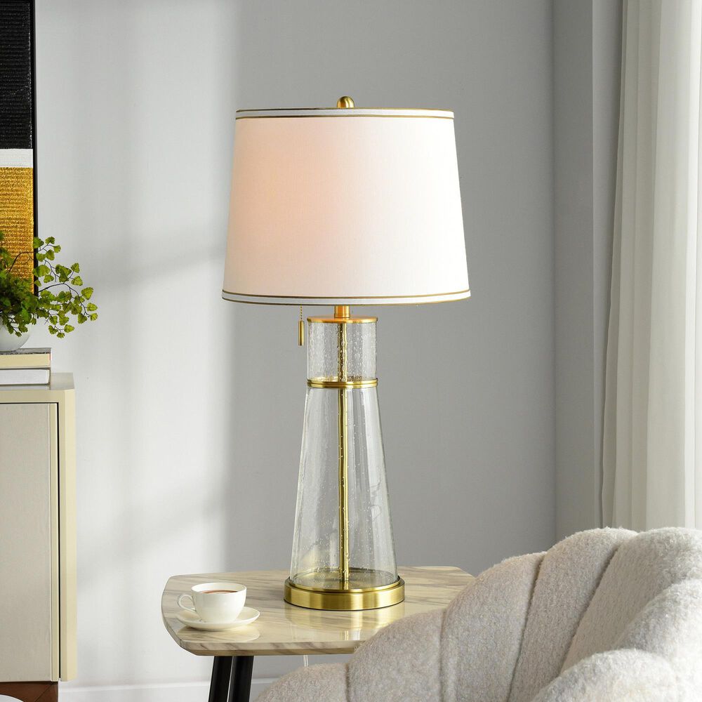 Flair Industries Table Lamp in Clear Seeded and Antique Brass, , large