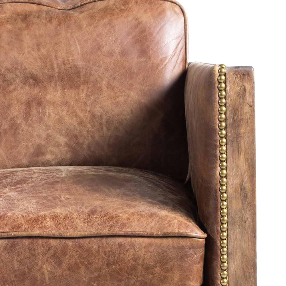 Moe&#39;s Home Collection Darlington Leather Stationary Sofa in Brown, , large
