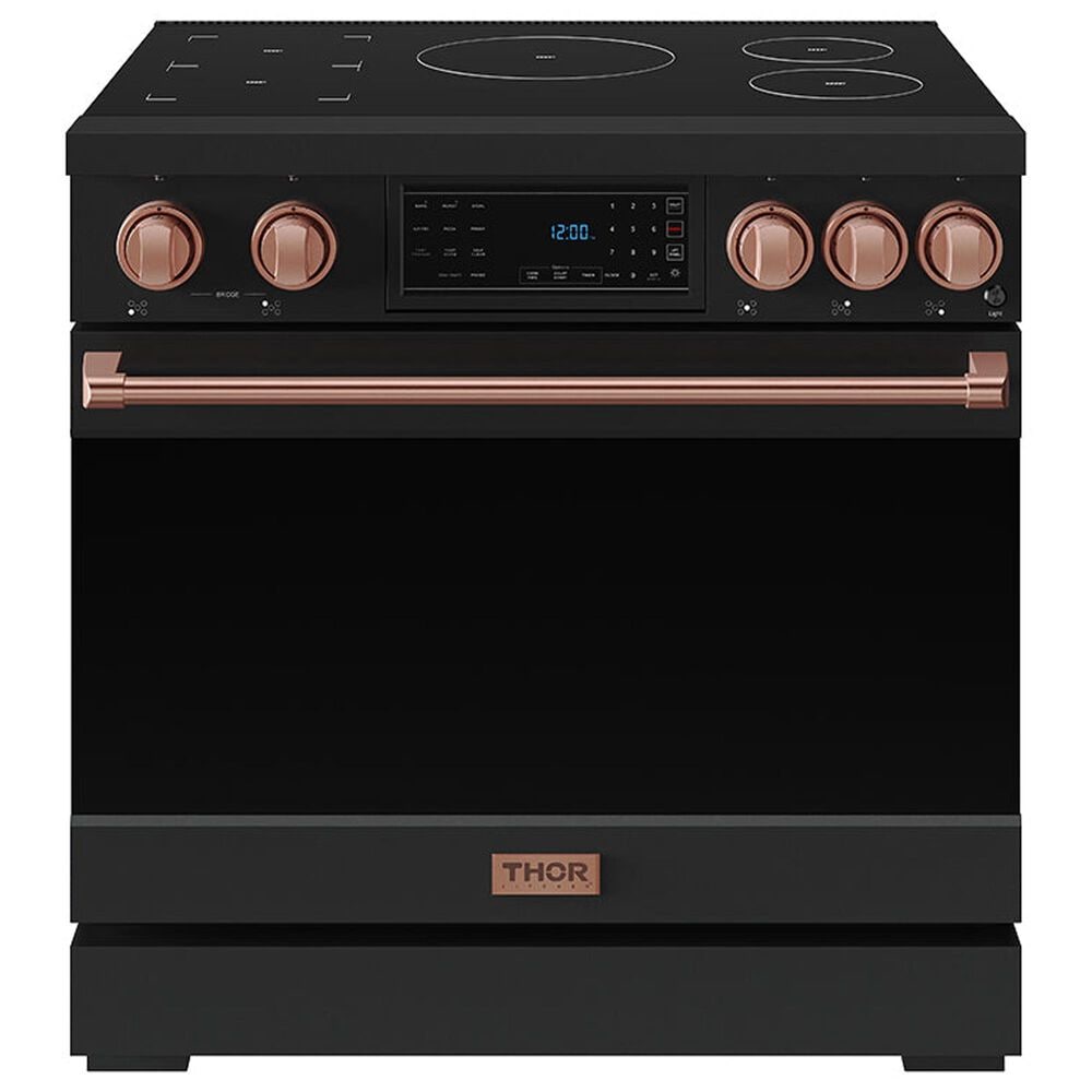 Thor Kitchen Gordon Ramsay 6 Cu. Ft. Professional Induction Range with Rose Gold Handle Kit in Black, , large