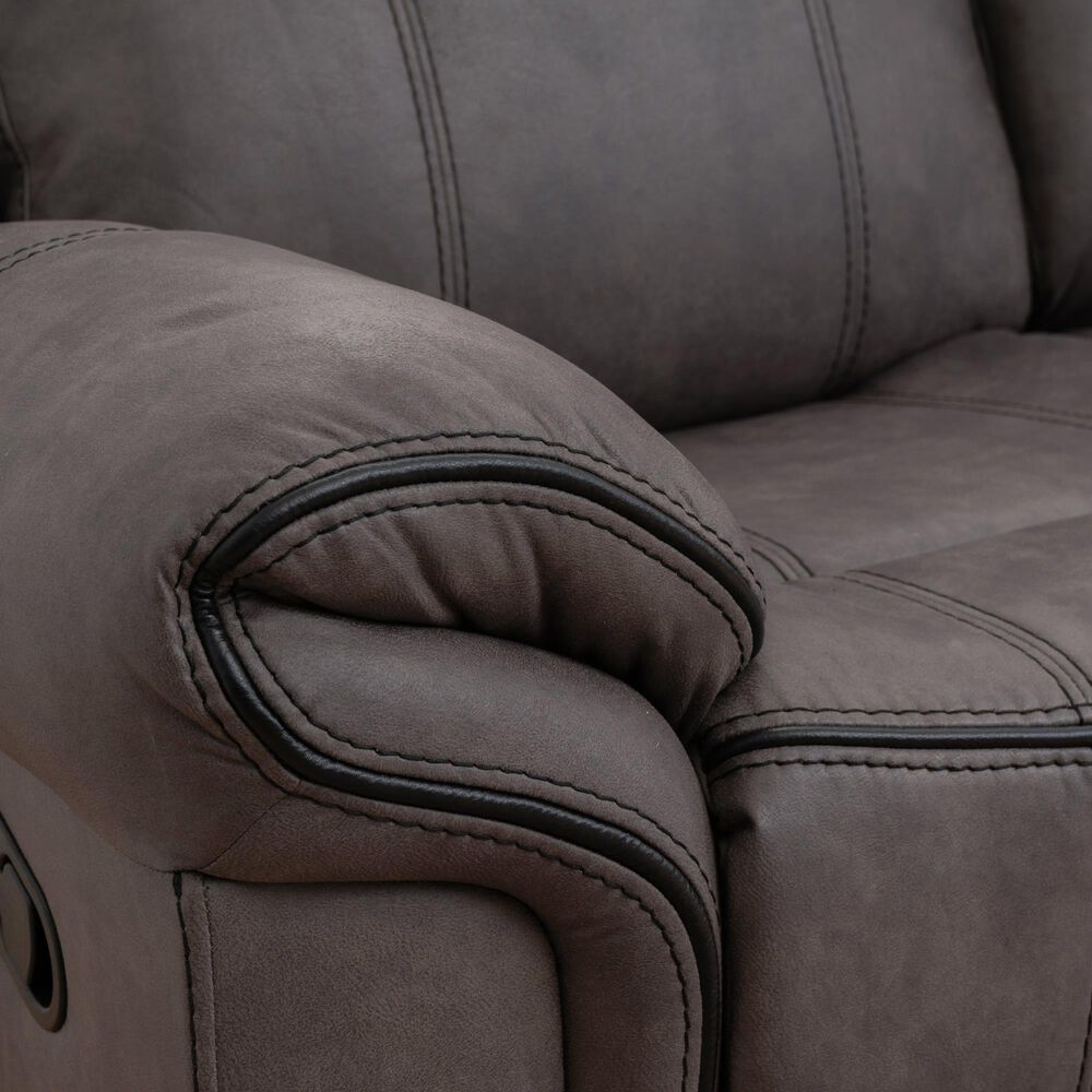 Linon Home Decor Galloway Manual Loveseat in Stone Gray, , large