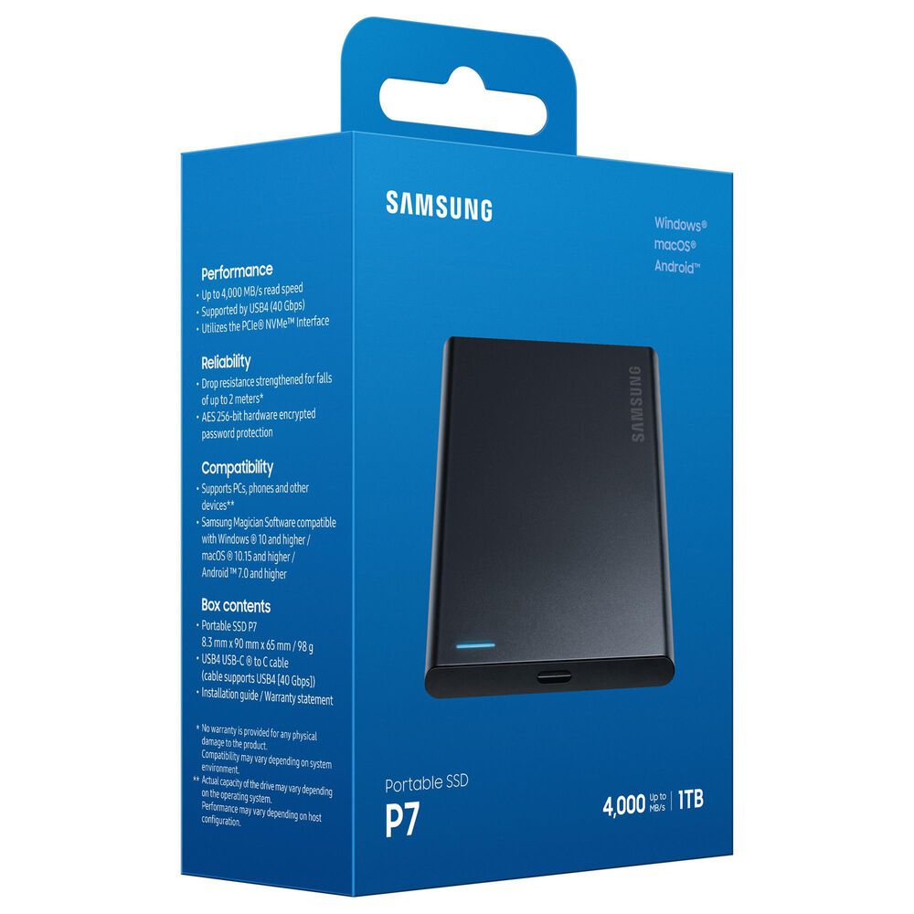 Samsung 1TB P7 Portable SSD in Black, , large