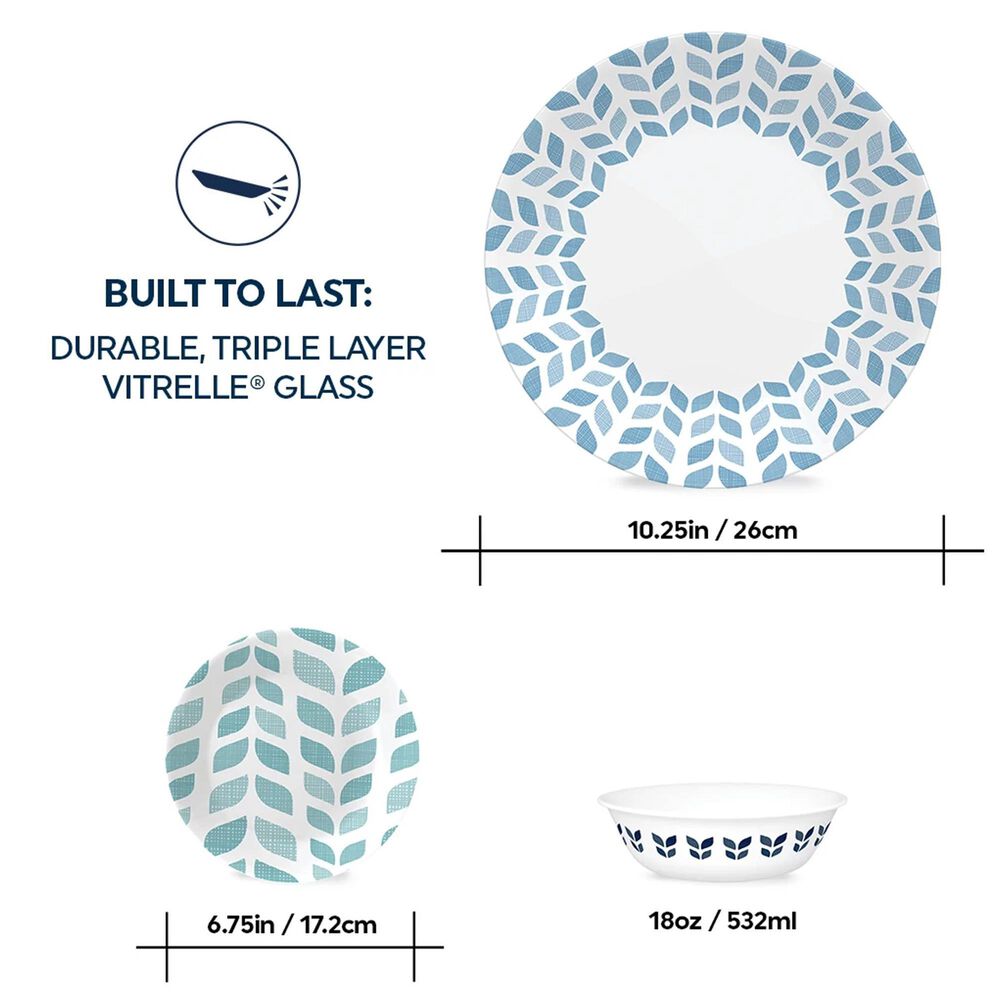 Corelle Global Northern Pines 18-Piece Dinnerware Set in White, Blue and Teal, , large
