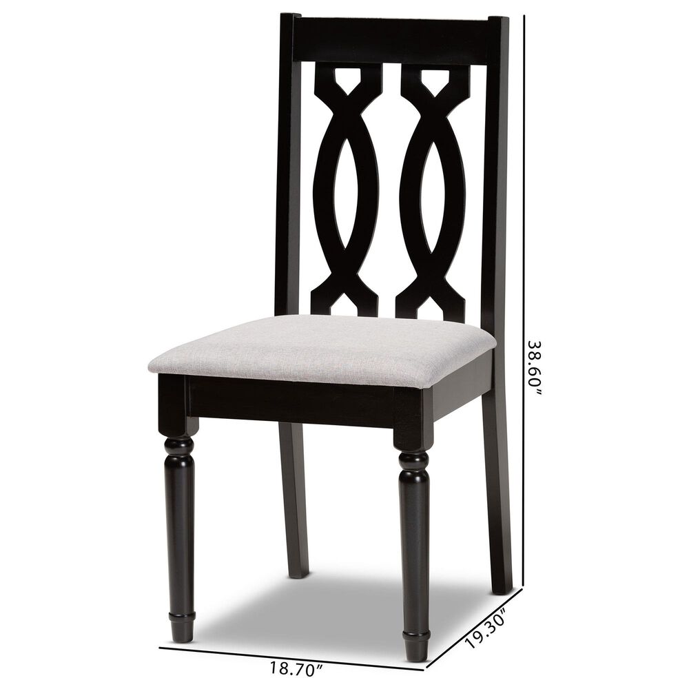 Baxton Studio Cherese Side Chair with Grey Cushion in Dark Brown (Set of 2), , large