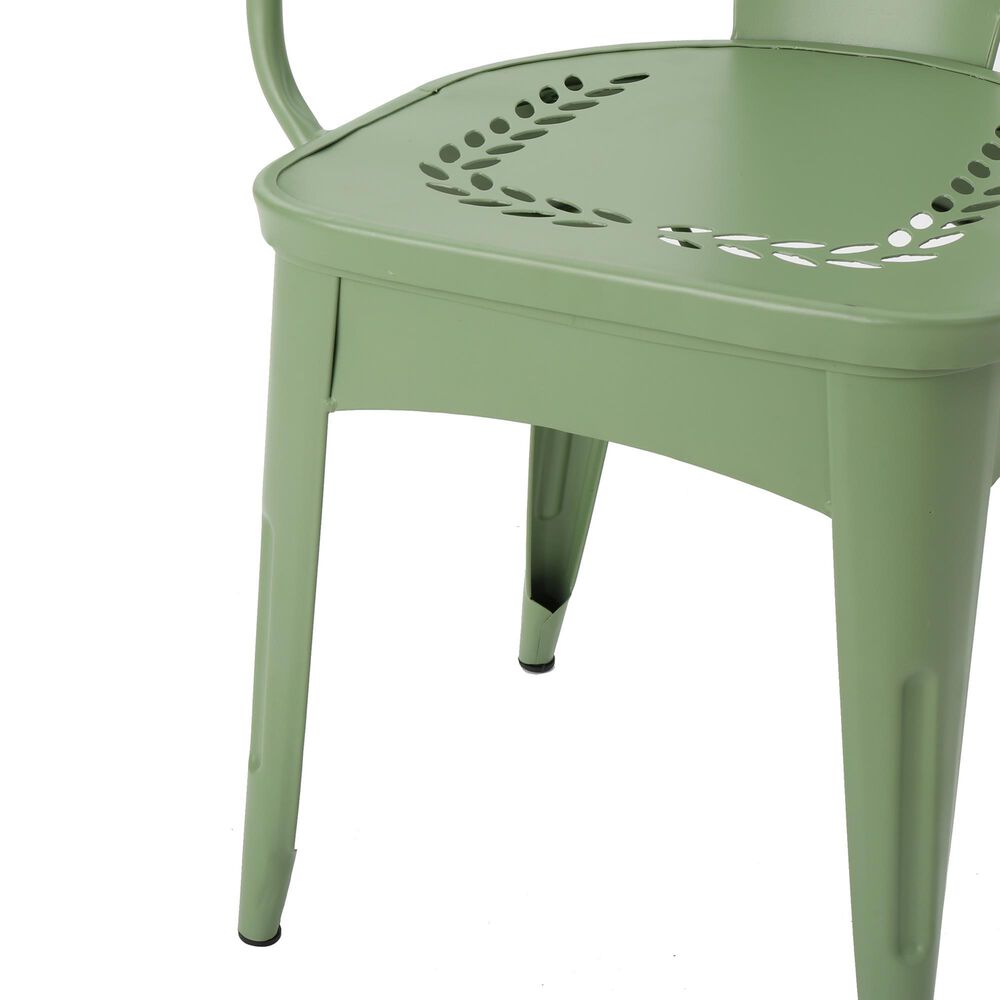 Hearth and Haven Lourdes 3-Piece Iron Bistro Set in Green, , large