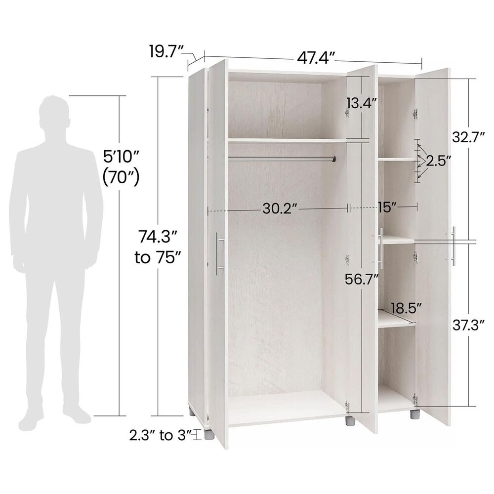 DHP Camberly 3-Door Wardrobe in Ivory Oak | NFM