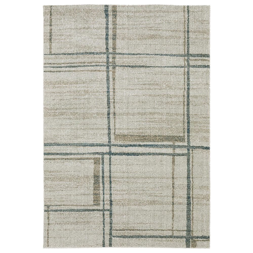 Oriental Weavers Alton Geo Shapes 6"7" x 9"6" Beige and Blue Area Rug, , large