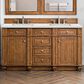 James Martin Vanities Bristol 60" Double Bathroom Vanity in Saddle Brown with 3 cm Ethereal Noctis Quartz Top and Rectangular Sinks, , large
