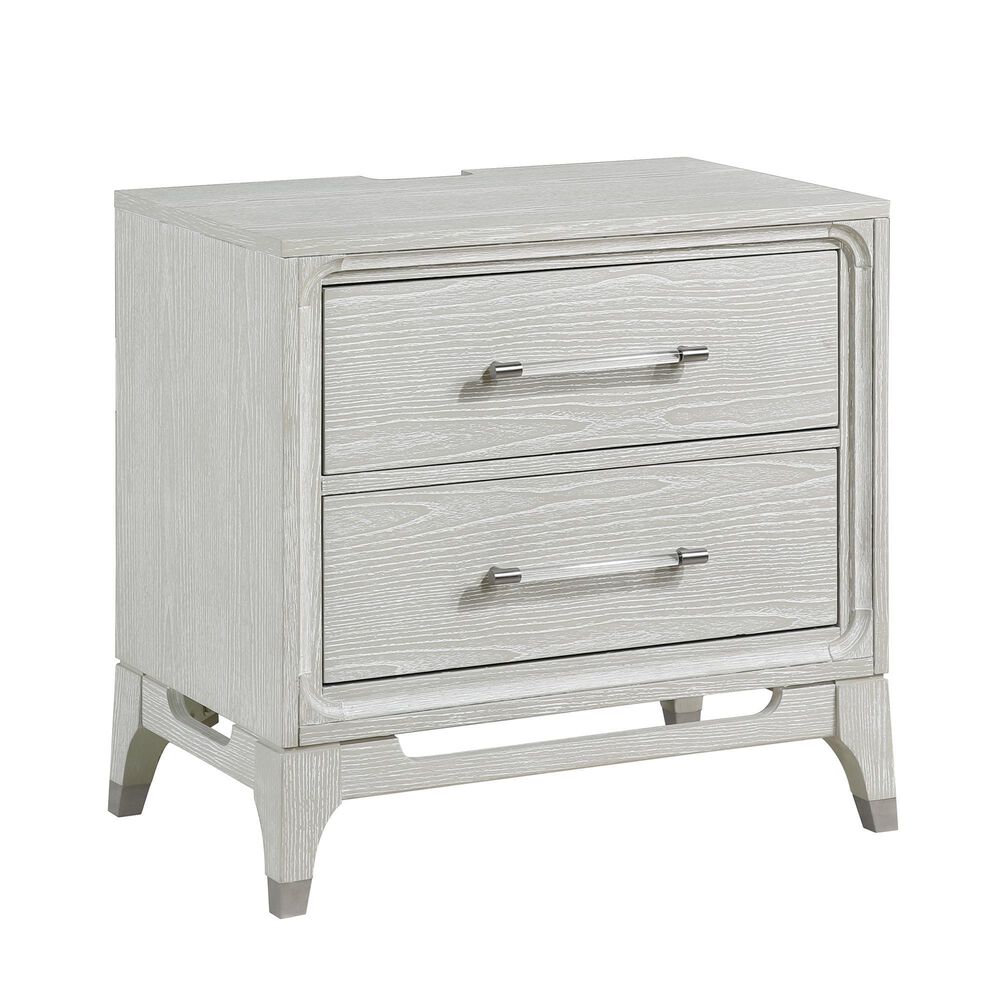 Davis International Solitude 5 Piece King Panel Bedroom Set in White Rub Through Finish, , large