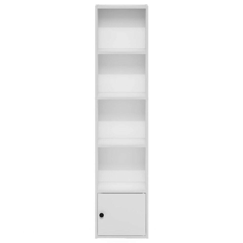 HOMLUX 5-Tier Shelf Bookcase with Door Storage Cabinet in White, , large
