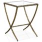 Furniture of America Lalia Side Table with Tempered Glass Top and X-Base in Matte Gold, , large