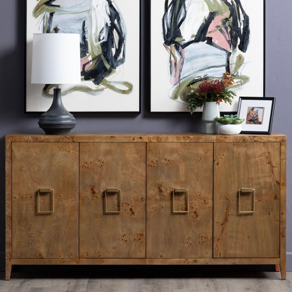Crestview Collection Richmond Mappa Burl 4-Door Media Sideboard in Brown, , large