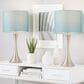 LumiSource Lenuxe 24" Metal Table Lamp with Turquoise Linen Shade in Brushed Nickel (Set of 2), , large