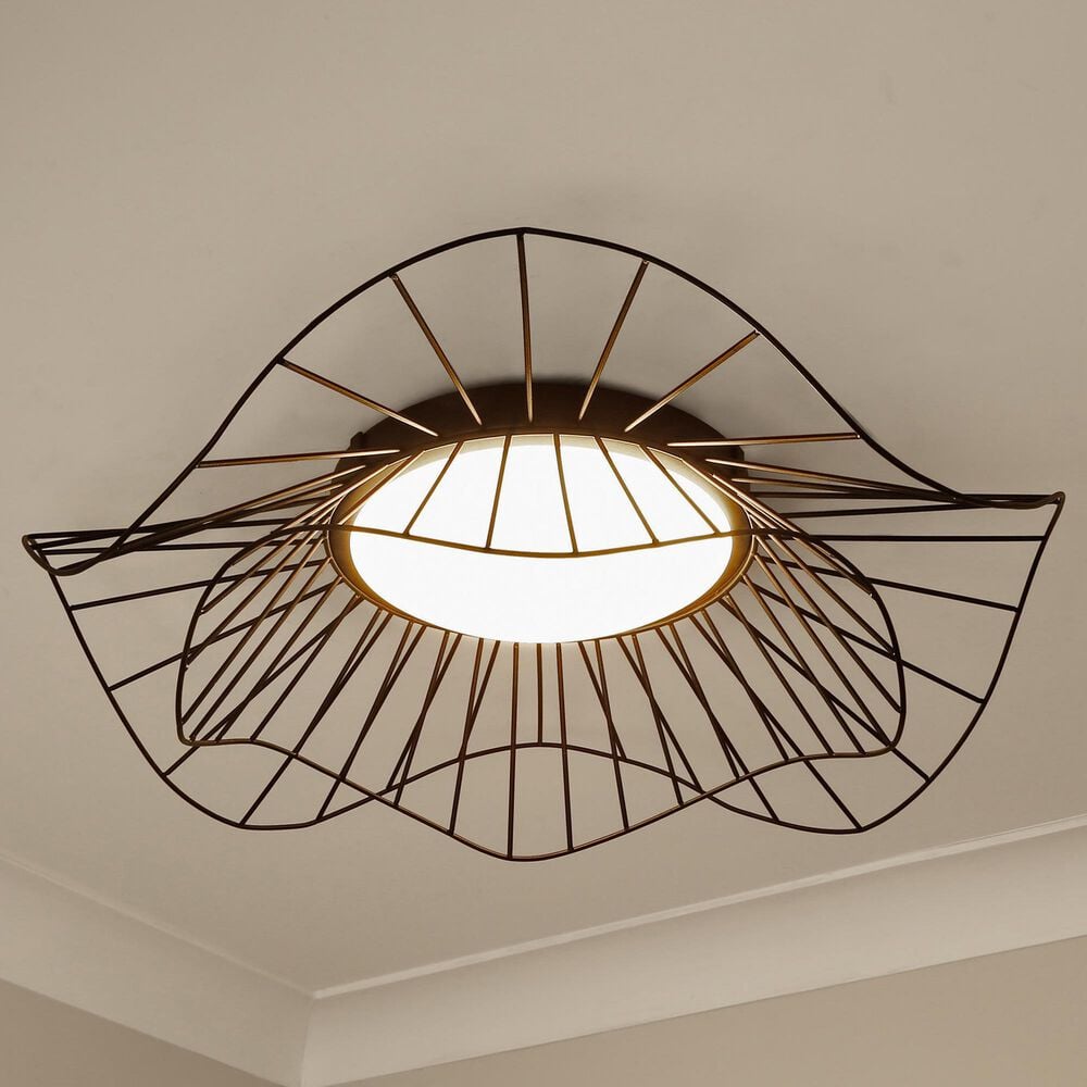 Golden Lighting Elena 24&quot; Flush Mount in Natural Black, , large