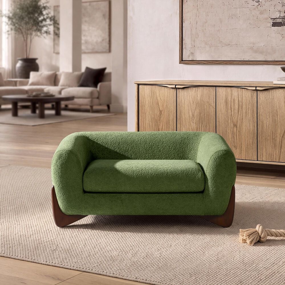 Jennifer Taylor Home Louie Alpine 36.5" Medium Sherpa Dog Sofa Bed in Moss Green, , large
