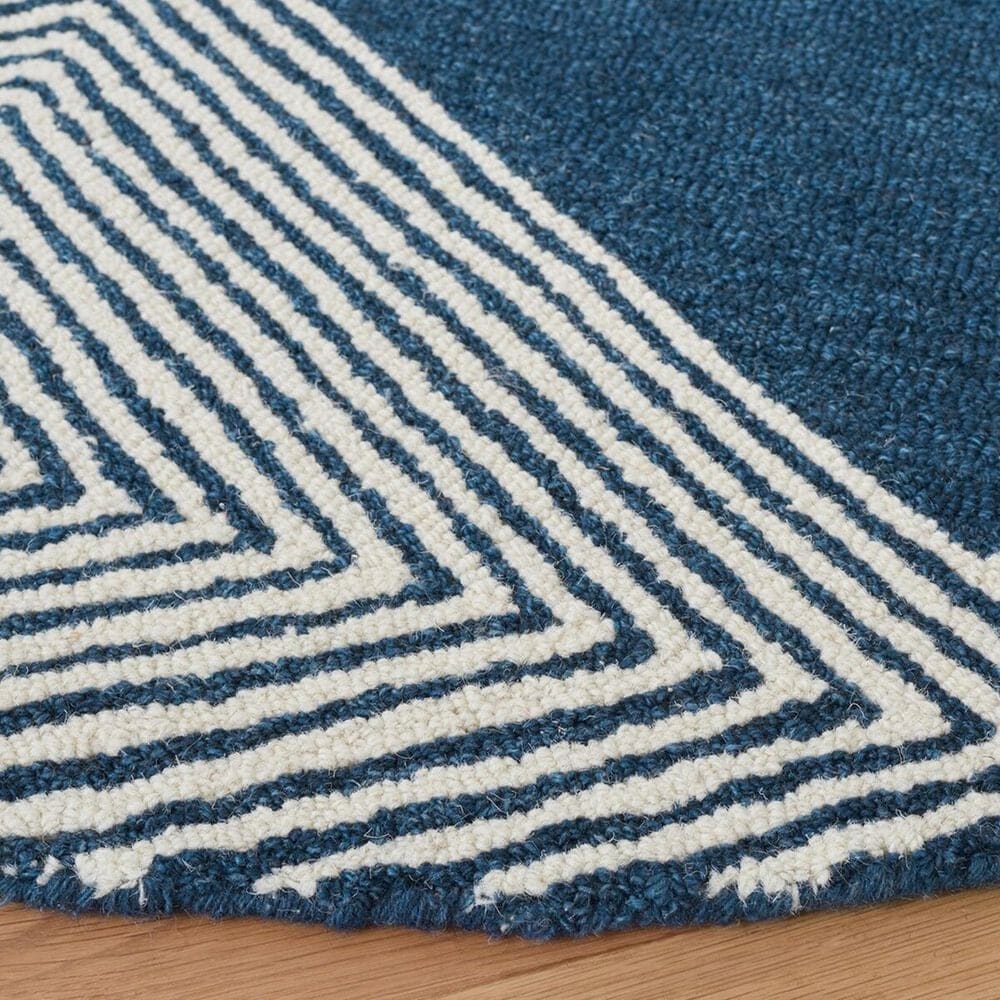 Safavieh Micro-Loop MLP618N 5&#39; Round Navy and Ivory Area Rug, , large