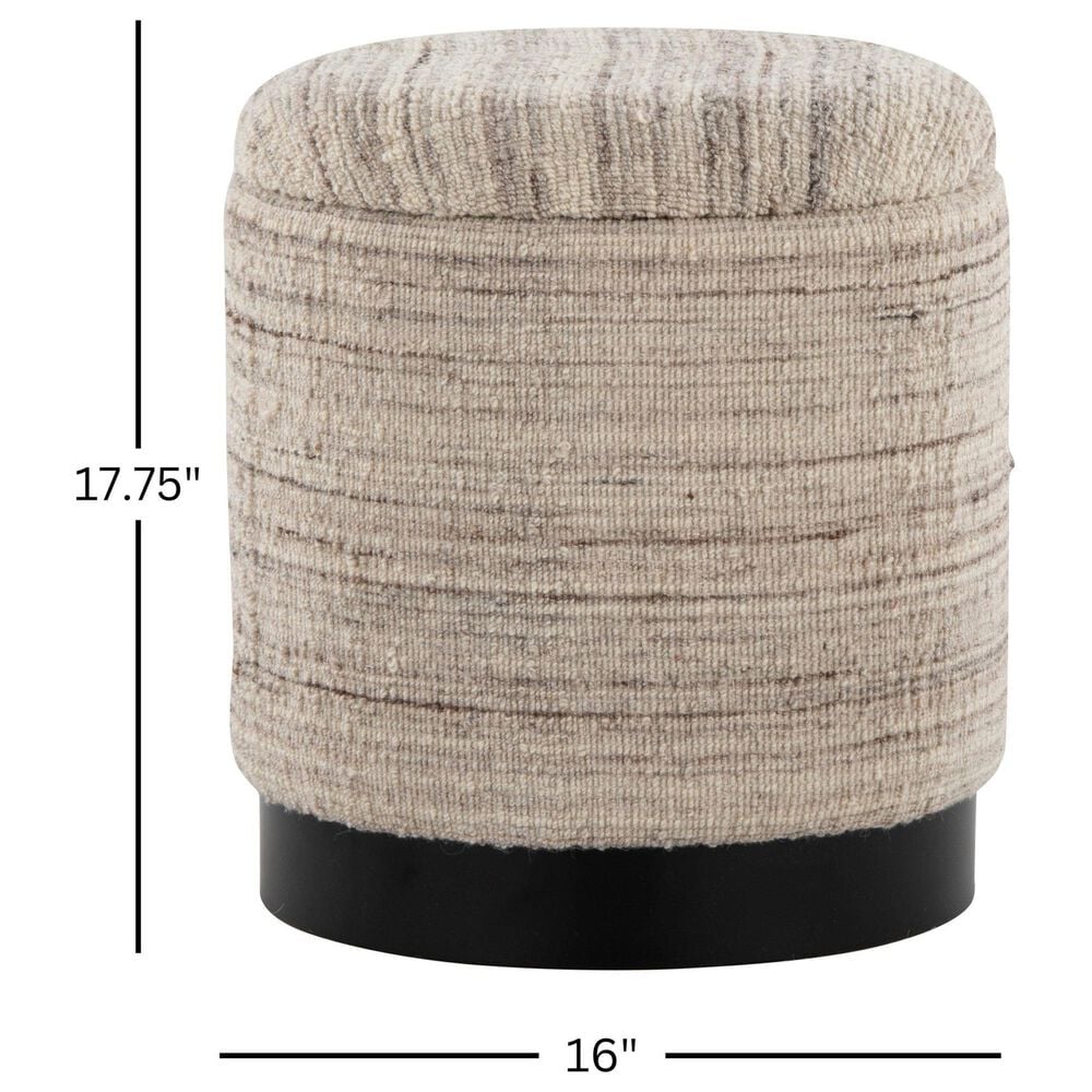 LumiSource Tahoe 18" Band Storage Ottoman in Cream, , large