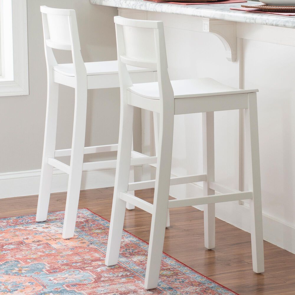 Linon Home Decor Devin Barstool in White (Set of 2), , large