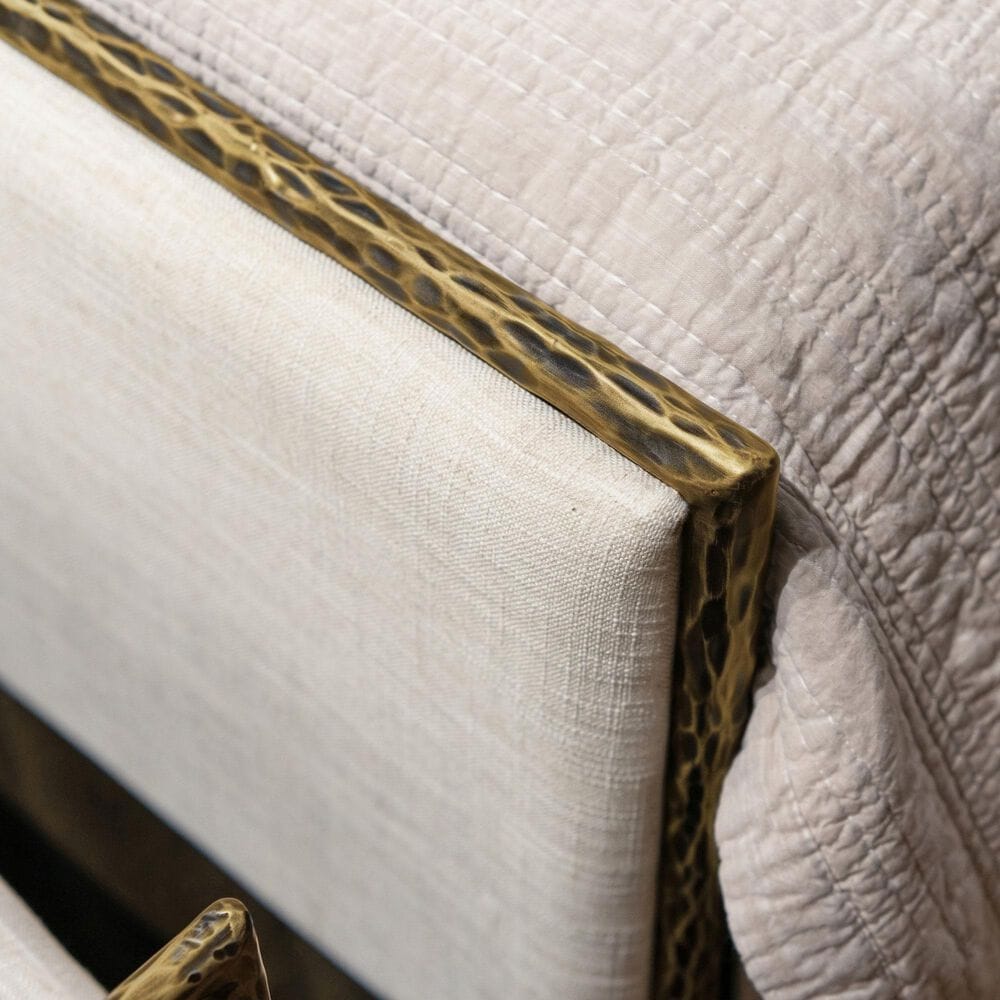 Furniture of America Lalia Queen Upholstered Panel Bed with Padded Headboard in Matte Gold, , large