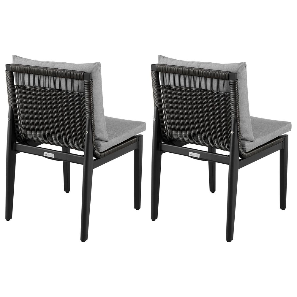 Blue River Grand Outdoor Dining Side Chair with Dark Gray Cushion in Black (Set of 2), , large