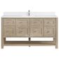 James Martin Vanities Breckenridge 60" Single Bathroom Vanity in Whitewashed Oak with Single Hole 3 cm White Zeus Quartz Top and Rectangular Sink, , large