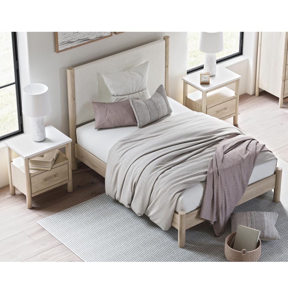 Ashley Cadmori 3-Piece Queen Platform Bed with Two Nightstands Set in Brown and White, , large